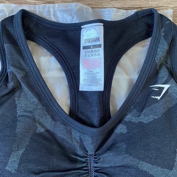 NEW Gymshark Adapt Camo Savanna Seamless Racerback Sports Bra, Black - Picture 4 of 4